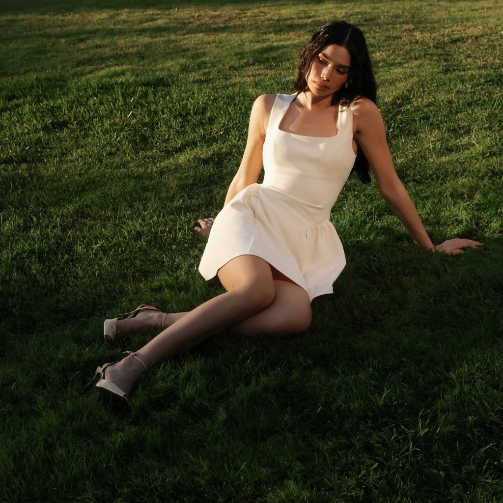 New Avec Les Filles Sculpted Flounce Mini Dress In Buttercream White — image 3 of 8